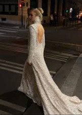 H&M Studio Collection UK14 US10 EU42 White Sequined open back shoulder-Pad Dress