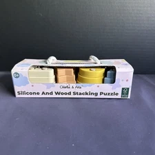 Charlie & Aria Silicone & Wood Stacking Puzzle Baby Toy New With Original Box!