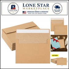 Durable 4x6 Brown Kraft Paper Envelopes - 50 Self-Sealing for Cards Postcards
