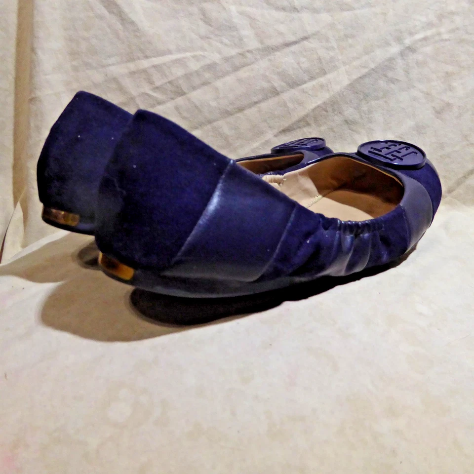 🩰 Tommy Hilfiger Ballet Pisos Talla 8 M Azul Marino Cuero y Gamuza; Logo Emblemas Foto 4 de 4