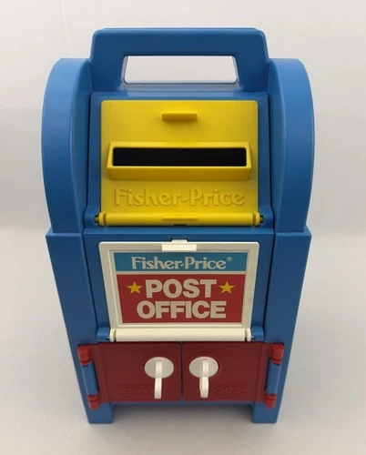 1990 Vintage Post Office Fisher Price Mail Box Pretend Play Toy Set