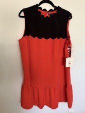 Victoria Beckham Target Red Black Scallop Dress 1X NWT 
