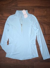 Lilly Pulitzer M Luxletic FRESH WATER BLUE JUSTINE Half Zip Pullover UPF50 NWT