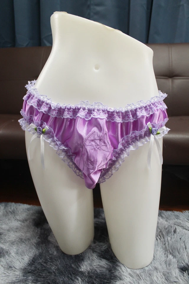 Bragas de bikini #A52 2XL/ElásticasW.24-42" estilo vintage púrpura satinado + medio deslizamiento Foto 4 de 4