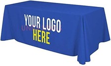 Custom Table Cloth 6ft Royal Blue with Business Logo Image or Text