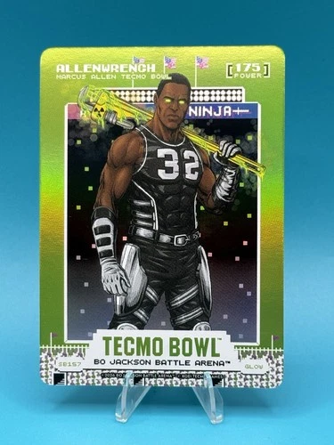 2026 BOBA Tecmo Bowl Allenwrench G24 Green Battlefoil Glow SSP Marcus Allen