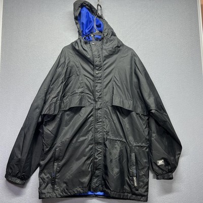 Helly Hansen HH Packable Jacket Mens Large Black Hooded Windbreaker Lightweight