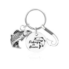 Fishing in Heaven Cremation Urn Keychain Fish Memory Key Tag -Fish Urn Silver