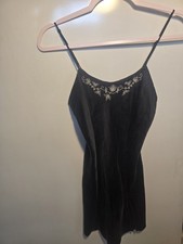 Vintage Y2K Victoria s Secret 100 Silk Black Embroider Slip Dress Nightgown XS
