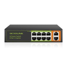 8 Port PoE Switch 120W 30W/Port, 2 Uplink Ports, 250M Transmission, AI Smart...