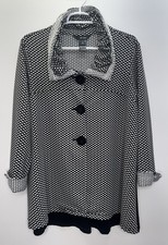 Ali Miles Jacket Cardigan Women Large Black White Artsy Polka Dot Big Buttons