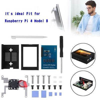 Armor 3.5 inch Display Case + LCD Screen Fit for Raspberry Pi 4 Aluminum Alloy`