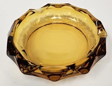 Cigar Ashtray Amber 8.5" Round 3 Slots Heavy