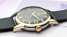 14K/SS Omega Constellation Original GILT Black Cross hair PIE-PAN Dial.SERV ICED 15