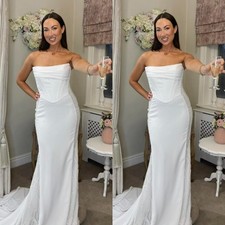 Mermaid Wedding Dresses Sleeveless White Beach Satin Lace Ivory Bridal Gowns
