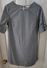 Crown & Ivy Dress S Black White Gingham Short Sleeve Picnic Summer Dress