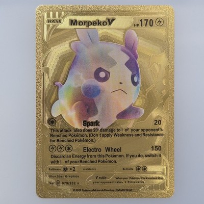Pokémon Morpeko V 170hp Gold Foil Fan Art Collector Card TCG