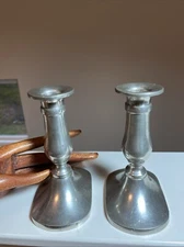 Stieff Pewter Williamsburg Rectangular Base Candlesticks 5.5"T  WE'RE BEAUTIFUL