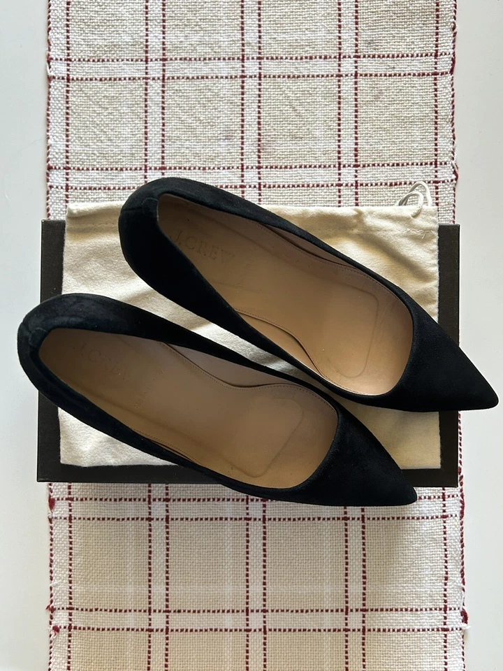 J. Crew Women’s Elsie Suede, Black High Heel Pumps, Size 9.5 Made in Italy - Image 3 of 4