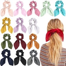 14 PCS Bow Hair Scrunchies Bunny Ears Silk Scrunchies Hair Ties Bobbles Elast...