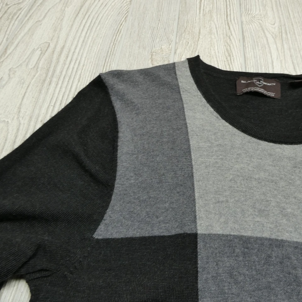 Suéter de Lana Merino Negro y Marrón Adulto M Negro Gris Bloque de Color Ligero Foto 4 de 4