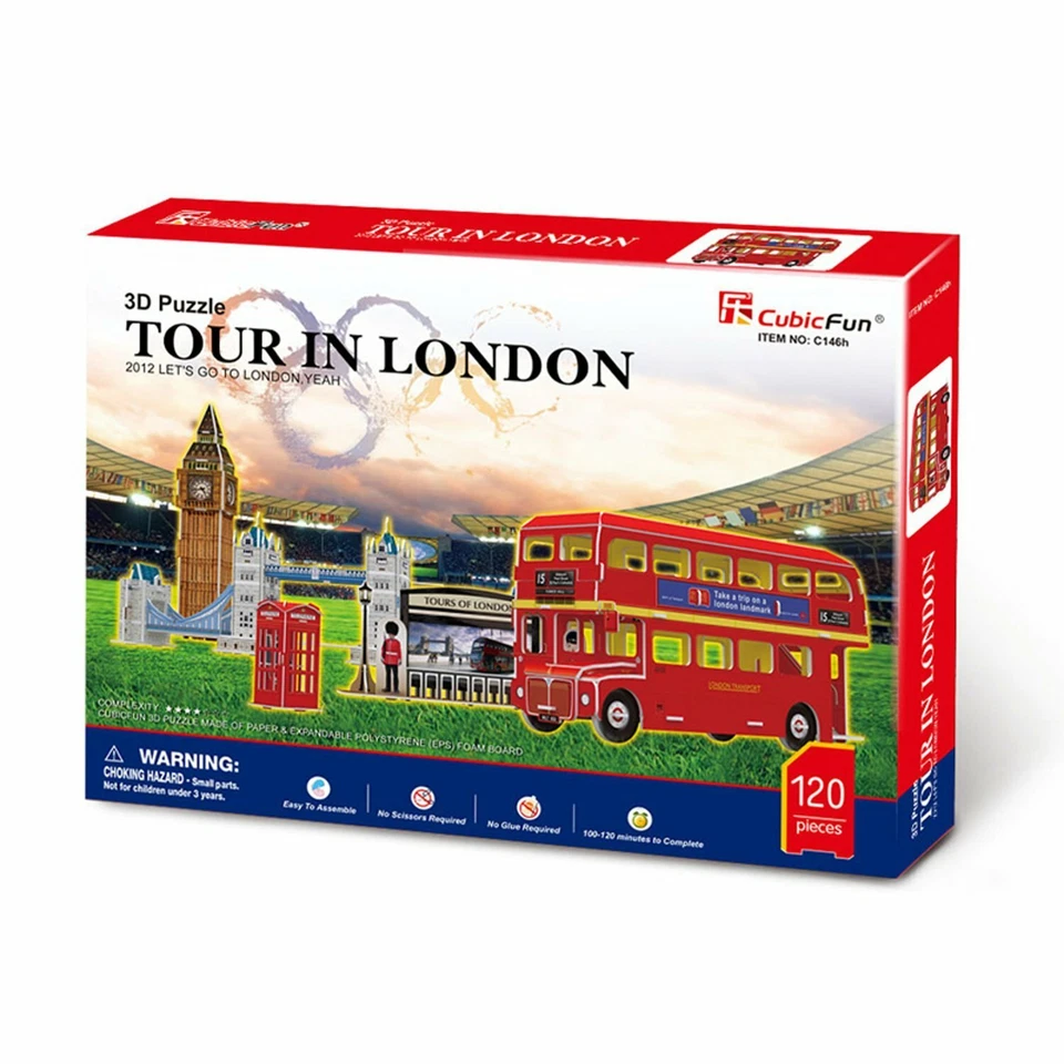 3D Puzzles EPS Foam board Educational creative, No Glue - Tour of London Bus - Image 2 of 3