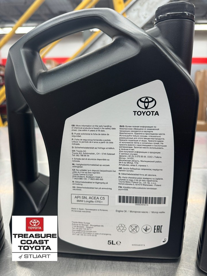 NEW OEM TOYOTA 0W20 GENUINE SYNTHETIC MOTOR OIL 5 LITRES TOYOTA SUPRA ...