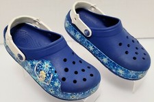 Frozen Elsa Crocs Blue Clogs Girl's Size Junior 2