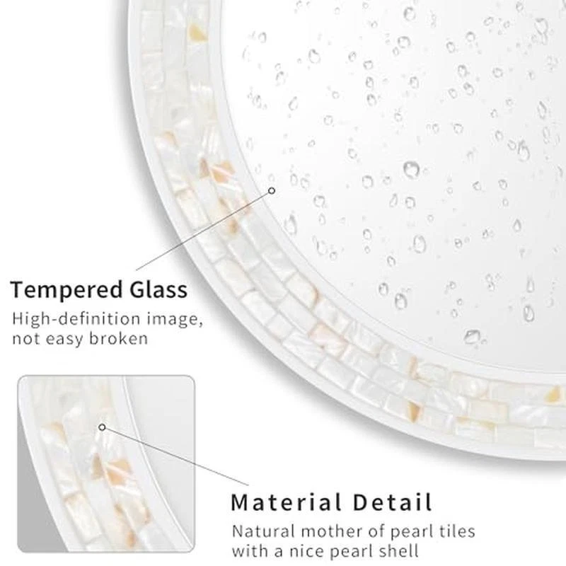 24in Natural Shell Mosaic Wall Mirror Decorative Home Bathroom Mirror Wooden New - Image 2 of 4