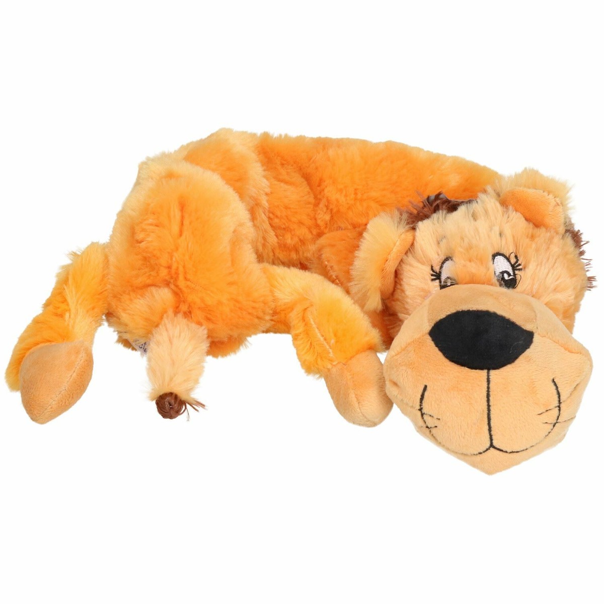 Plush Super Soft Unstuffed Wild Crinkler Lion Dog Toy With Squeak