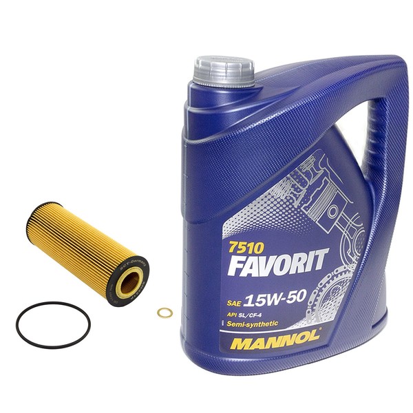 MotoröL Set 15W50 API SL CF 5 Liter ÖLfilter SH421P FüR Audi A6 Skoda VW Passat-image