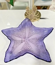 NEW XL PURPLE SNACK GIFTING DECORATIVE STARFISH PLASTIC 15x12.5" TRAY