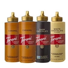 Torani Caramel Puremade Sauce Variety Pack 16.5 oz Bottles Set of 4 