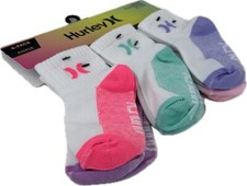 Hurley Baby 6 Pk Multicolor Ankle Polyester Knit Cushion Logo Sock Set 12-24 MO