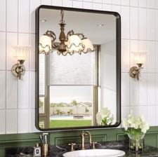 Black Metal Framed Bathroom Mirror For Wall 22" X 30"