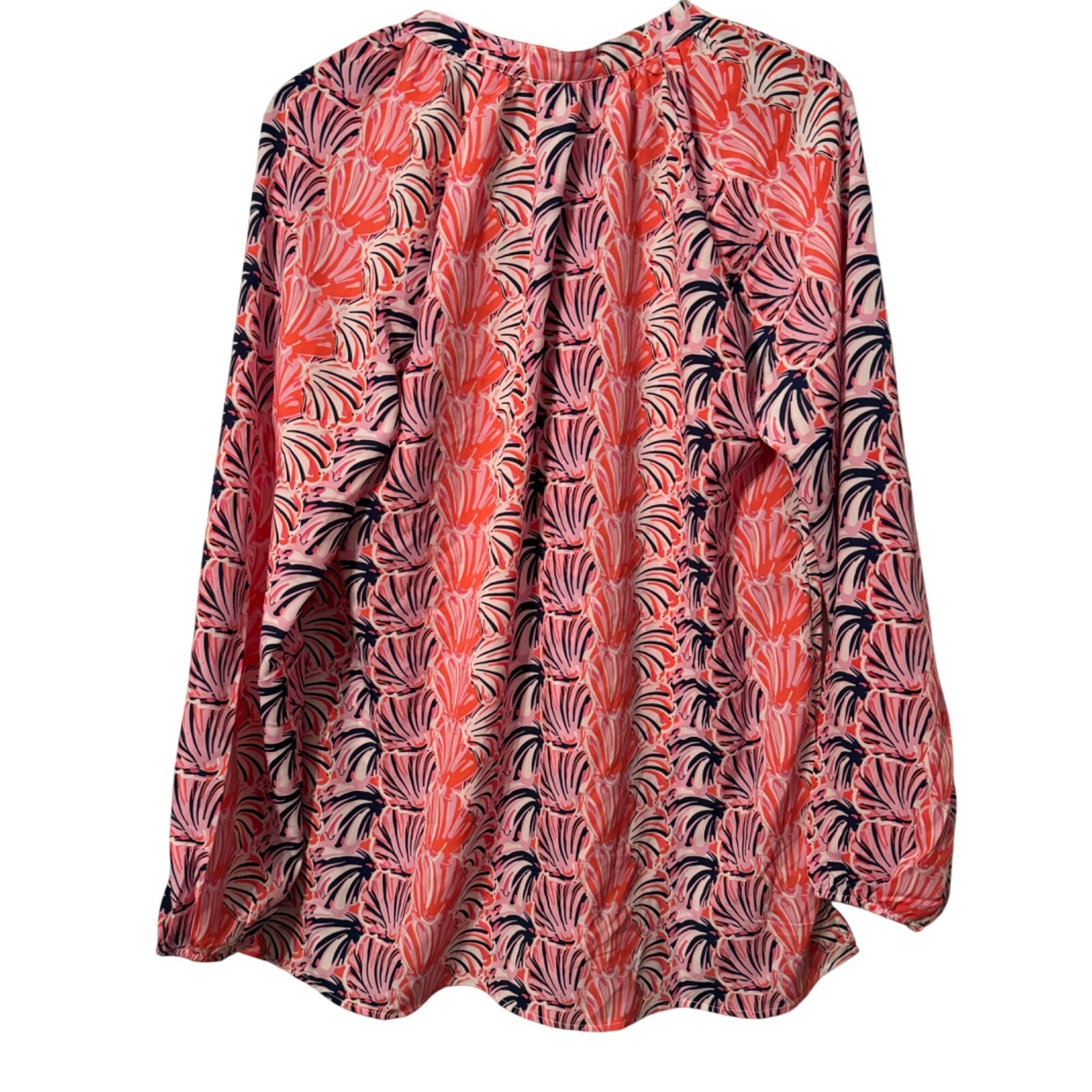 Simply Southern Womens Size XL Blouse Pink/Navy Floral Print Relaxed Fit top