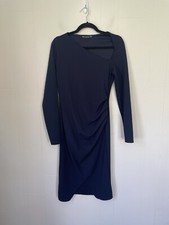 Pretty Little Thing Navy Blue Asymmetrical Neckline Long Sleeve Dress ~ Size 12