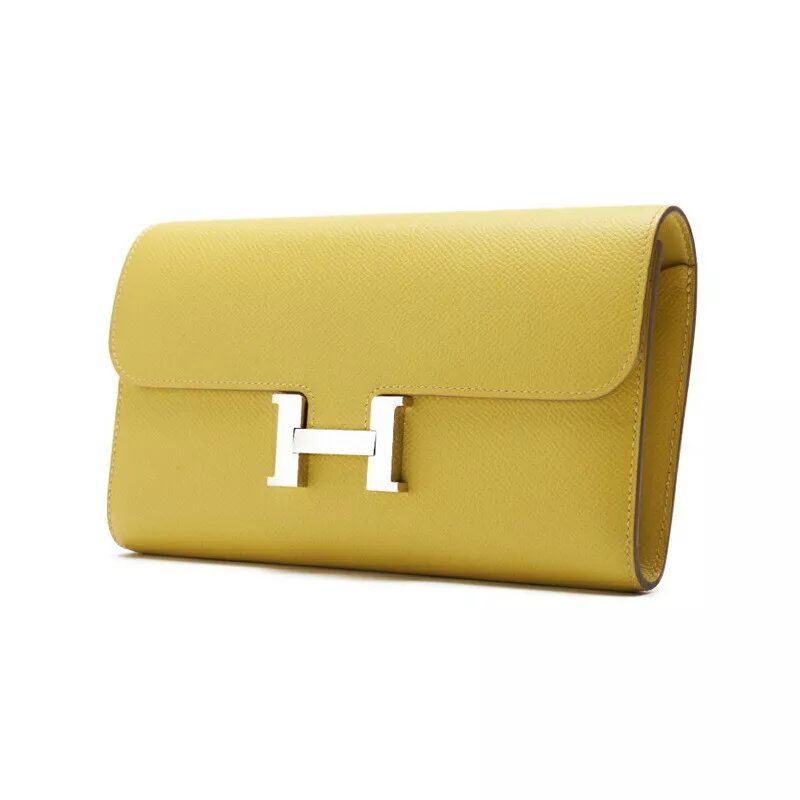 Hermes Constance Womens Folding Wallets, Yellow