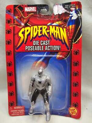 Marvel Spider-Man Silver Die-Cast Poseable Action Figure New Sealed Toy Biz  MCU