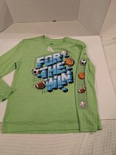 Boys Tek Gear Quick Dry Long Sleeve 'For The Win' T-shirt Size M