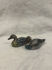 Vintage Hand Painted Set of 2 Ceramic Ducks Small Colorful