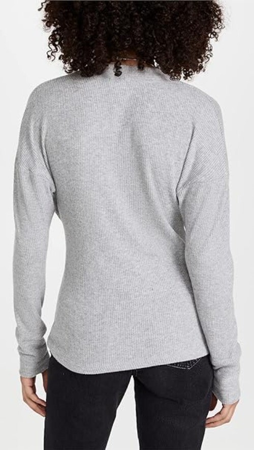 LNA Womens Cardigen Sweater Brushed Ribbed FW2147 Heather Gray