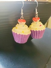 cupcake earrings,3D big cupcake earrings,cute cup cake purple