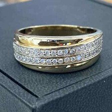 2Ct Round Cut White Moissanite Men's Wedding Ring 14K Yellow Gold Plated