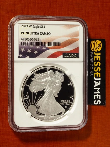 2023 W PROOF SILVER EAGLE NGC PF70 ULTRA CAMEO FLAG LABEL