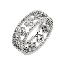 925 Sterling Silver ETERNITY ROPE CLUSTER ring w/ LAB SIMULANT DIAMONDS SZ 5-9 