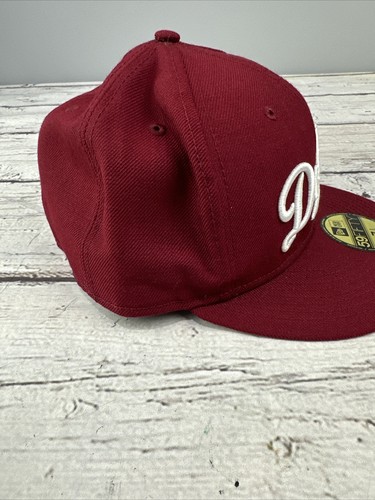 New Era MLB Los Angeles Dodgers Script Logo 59Fifty Maroon Men's Fitted Hat Cap - Picture 3 of 9