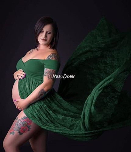 Pregnant Women Dress Float Tail Maternity Lace Gown For Photography Photo Shoot - Picture 18 of 34