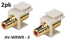 2pk RCA Female/Female Keystone Jack RD Band/ WH Plate