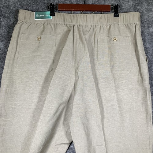 Cubavera Pants Men’s 2XBx30 Linen Blend Trousers Drawstring Elastic Waist - Picture 8 of 13